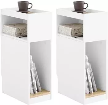 SoBuy FBT171 Nachttisch mit Schublade und Regal, 2er-Set, weiß (FBT171-WNx2)
