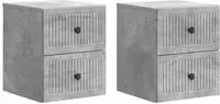 vidaXL Wandmontierter Nachttisch 2 Stk. Betongrau 33 x 34,5 x 40 cm