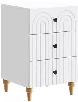 vidaXL Nachttisch mit Schubladen, wei&szlig;, 43x41x66,5cm, Holzwerkstoff (894095)
