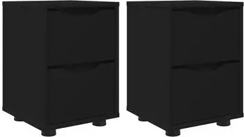 vidaXL Nachttische 2 Stk., schwarz, 30,5x30x43cm, Holzwerkstoff (888800)