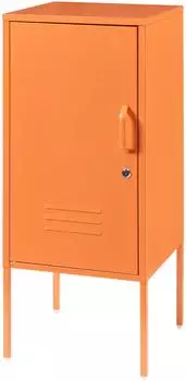 en.casa Hausj&auml;rvi Nachttisch mit abschlie&szlig;barer T&uuml;r, Stahl, orange, 35x82x35cm