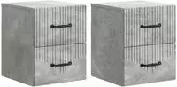 vidaXL Wandmontierter Nachttisch 2 stk. Betongrau 34,5 x 33 x 40 cm