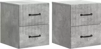 vidaXL Hängender Nachttisch 2er-Set, betongrau, 34,5x33x40cm (898982)