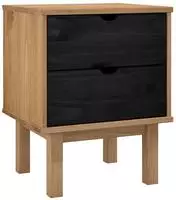 vidaXL Nachttisch OTTA Schwarz 45 x 39 x 57 cm Massives Kiefernholz
