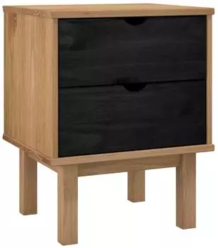 vidaXL Nachttisch OTTA schwarz 45x39x57cm, massives Kiefernholz (42041748)