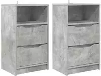 vidaXL Nachttische 2 Stk. Betongrau 40 x 30 x 467 cm Holzwerkstoff