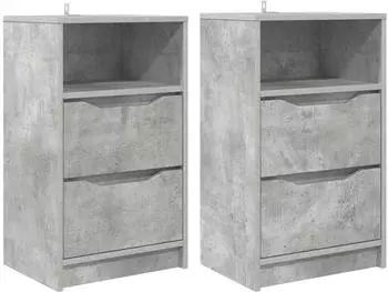 vidaXL Nachttische 2er-Set betongrau 40x30x46,7cm Holzwerkstoff (888914)