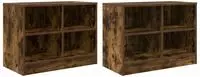 vidaXL Bettschrank 2 Stk. R&auml;uchereiche 66 x 33 x 48 cm Holzwerkstoff
