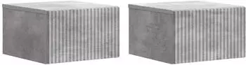 vidaXL Wandmontierter Nachttisch mit Schublade, betongrau, 2er-Set