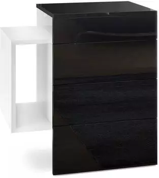 Vladon Queens Nachttisch h&auml;ngend, 2 Schubladen, schwarz hochglanz (60x63x36cm)