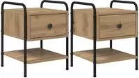 vidaXL Nachttisch 2 Stk. Artisan-Eiche 35 x 36,5 x 47 cm Holzwerkstoff