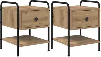 vidaXL Nachttisch 2er-Set Artisan-Eiche 35x36,5x47cm Holzwerkstoff (8007670)