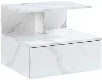 en.casa Amberg Hängenachttisch mit Schublade, Marmoroptik weiß (800001200465)