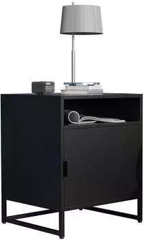 VCM Flokas L Nachttisch Metall, schwarz, 55x45x40cm