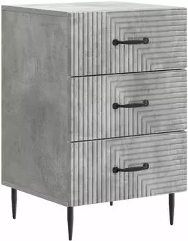 vidaXL Nachttisch 3 Schubladen Holzwerkstoff betongrau 43x41x66,5cm