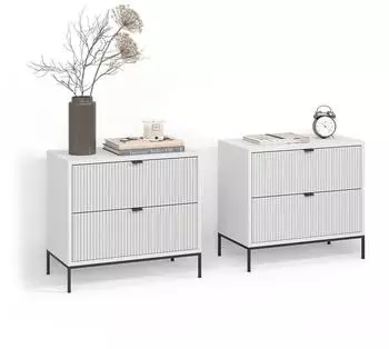 Livinity Aterno Nachttisch 2er Set, wei&szlig;, Holzwerkstoff, 66x60x36cm (58965)