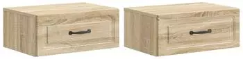 vidaXL Wandmontierter Nachttisch mit Schublade, Sonoma-Eiche, 49x34,5x20cm, 2er-Set (899300)