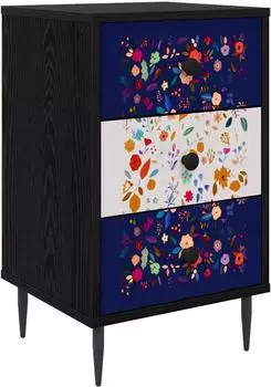 vidaXL Nachttisch MAINZ Schwarz, Eichen-Optik, 36x33x61cm (8007339)