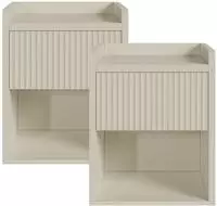 Nachttisch Nand 2er Set 1 Schublade 1 Unteres Fach Sandfarben [en.casa]