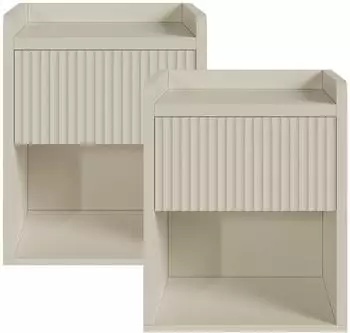 en.casa Nand Nachttisch 2er-Set, 1 Schublade, 1 Fach, 55x45x39cm, sandfarben