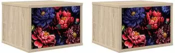 vidaXL KIEL Nachttisch wandmontiert Sonoma-Eiche 2er-Set (8007486)