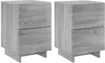 vidaXL Nachttisch 2er-Set Sonoma-Grau Holzwerkstoff 33,5x34,5x50cm