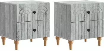 vidaXL Nachttisch 2er-Set grau Sonoma 43x34,5x48cm (894078)