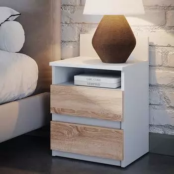 VICCO Monty Nachttisch 2er Set, wei&szlig;/Sonoma Eiche (53172)