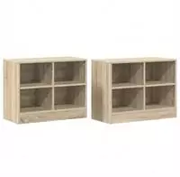 vidaXL Bettschrank 2 Stk. Sonoma-Eiche 66 x 33 x 48 cm Holzwerkstoff
