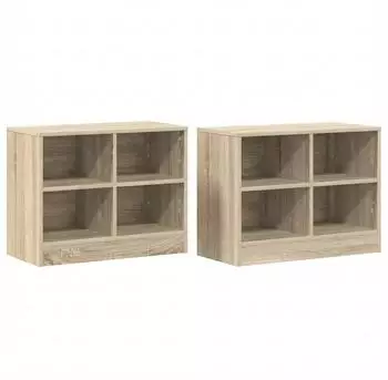 vidaXL Bettschrank 2 Stk. Sonoma-Eiche 66x33x48cm Holzwerkstoff (893725)
