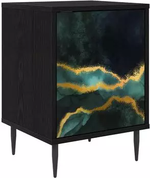 vidaXL WIJHE Nachttisch schwarz, Eichen-Optik, 36x33x51cm (8007239)