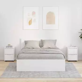 vidaXL Nachttisch 2er-Set Hochglanz weiß 30,5x30x43cm (888806)