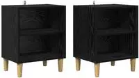 vidaXL Bettschrank 2 Stk. Schwarz Eichen-Optik 40 x 30 x 50 cm