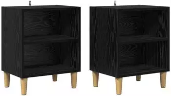 vidaXL Nachttisch 2er-Set, schwarz Eichen-Optik, 40x30x50cm (8003723)