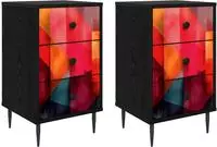 vidaXL Nachttisch HEESCH 2 stk. Schwarz Eichen-Optik 36 x 33 x 61 cm