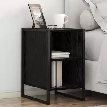vidaXL Nachttisch 2 Stk., Holzwerkstoff, schwarze Eichen-Optik, 39,5x30x50cm (886631)