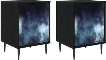 vidaXL RAALTE Nachttisch 2er-Set schwarz Eichen-Optik 36x33x51cm (8007236)