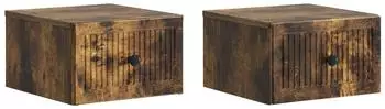 vidaXL Wandmontierter Nachttisch 2er-Set, geräucherte Eiche (897926)