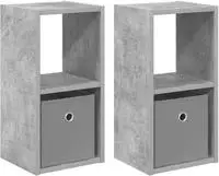 vidaXL Nachttisch 2 stk. Beton Grau 25,5 x 22 x 49,5 cm Holzwerkstoff