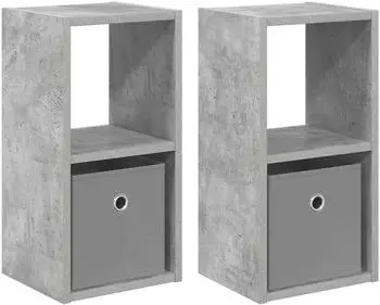 vidaXL Nachttisch 2er-Set betongrau 25,5x22x49,5cm Holzwerkstoff (8000603)