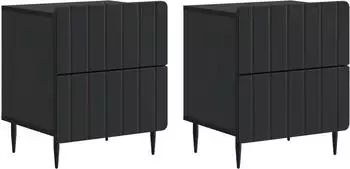vidaXL Nachttisch 2er-Set schwarz 43x34,5x49,5cm Holzwerkstoff (894298)