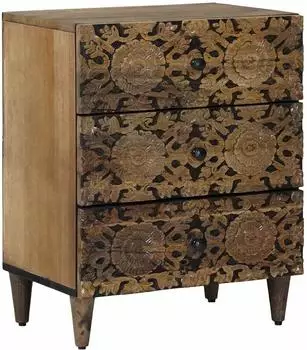 vidaXL Nachttisch mit Schublade, braun, Massivholz Mango, 50x33x60cm (4018341)