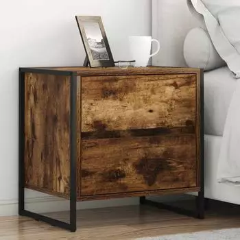 vidaXL Nachttisch Holzwerkstoff rauchfarben 50x39,5x50cm