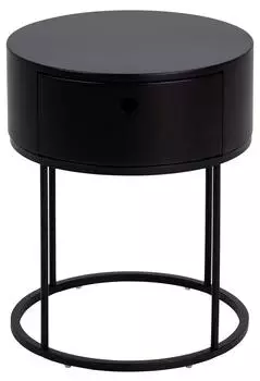 Actona Polo Nachttisch rund schwarz, Ø 40cm, mit Schublade (45552068-0)