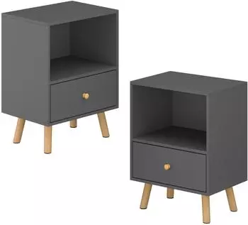 en.casa Sundsvall Beistelltisch 2er-Set, dunkelgrau, 40x54x30cm