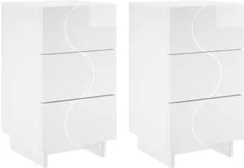 vidaXL Nachttisch 2er-Set hochglanz weiß 33,5x34,5x60cm (8011432)