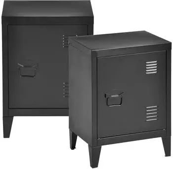 en.casa Inari Nachttisch-Set 2-teilig, Metall, schwarz, 57x40x30cm