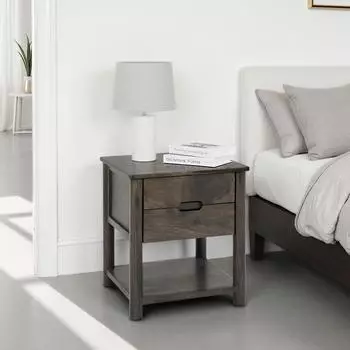 Idimex FADRI Nachttisch Mangoholz massiv, 2 Schubladen, braun (FADRI)