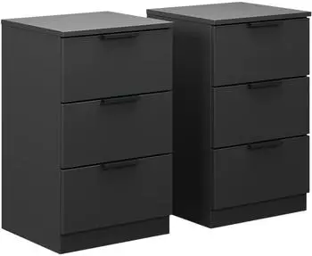 VICCO Fino Nachttisch mit Schubladen, schwarz (58535)