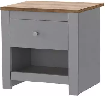 Mid.you Emerald Nachttisch mit Schublade, Eiche grau (45x46x35cm)